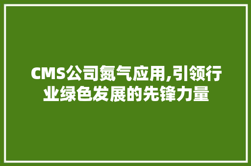 CMS公司氮气应用,引领行业绿色发展的先锋力量 必应SEO