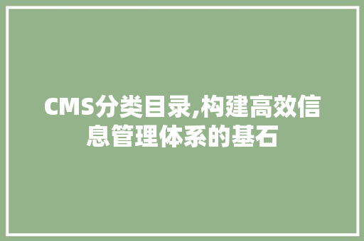 CMS分类目录,构建高效信息管理体系的基石 神马SEO