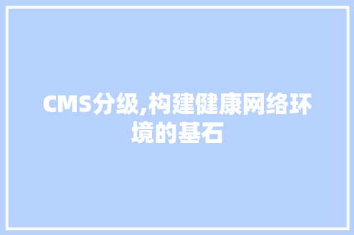 CMS分级,构建健康网络环境的基石 必应SEO