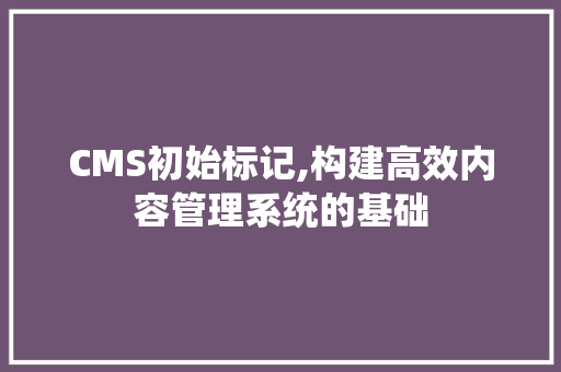 CMS初始标记,构建高效内容管理系统的基础