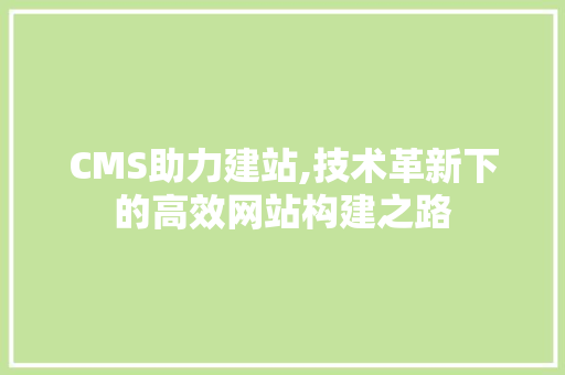 CMS助力建站,技术革新下的高效网站构建之路 神马SEO