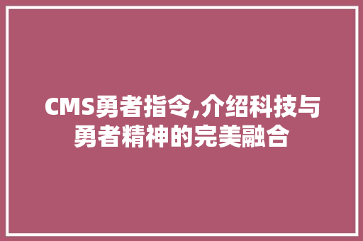 CMS勇者指令,介绍科技与勇者精神的完美融合 百度SEO