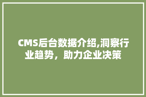 CMS后台数据介绍,洞察行业趋势，助力企业决策 百度SEO