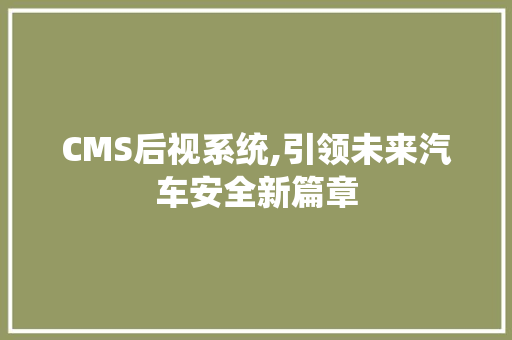 CMS后视系统,引领未来汽车安全新篇章 SEO关键词