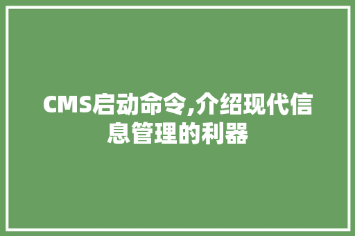 CMS启动命令,介绍现代信息管理的利器 SEO关键词