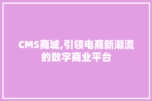 CMS商城,引领电商新潮流的数字商业平台 SEO关键词