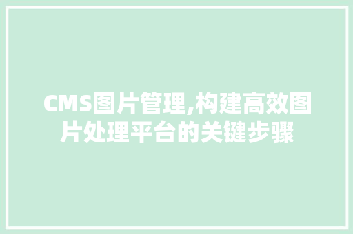 CMS图片管理,构建高效图片处理平台的关键步骤 百度SEO