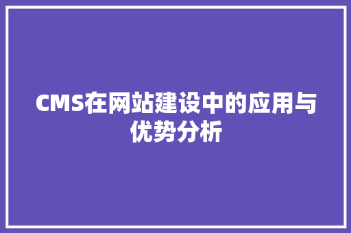 CMS在网站建设中的应用与优势分析 网站建设公司