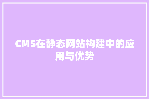 CMS在静态网站构建中的应用与优势