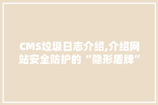 CMS垃圾日志介绍,介绍网站安全防护的“隐形盾牌”