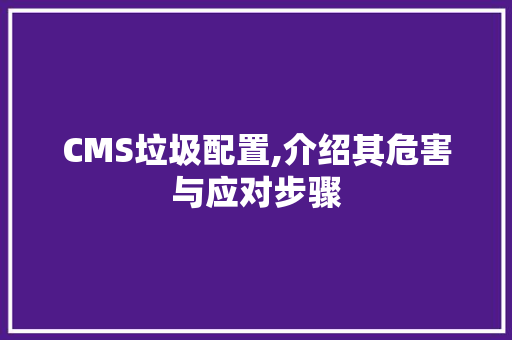 CMS垃圾配置,介绍其危害与应对步骤