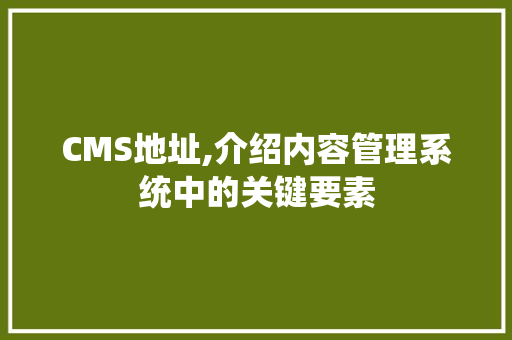 CMS地址,介绍内容管理系统中的关键要素 网站建设公司