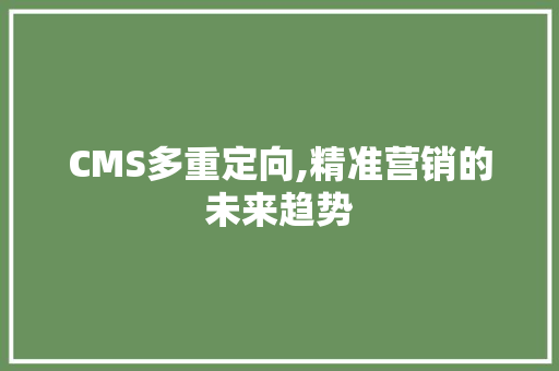 CMS多重定向,精准营销的未来趋势 网站建设公司