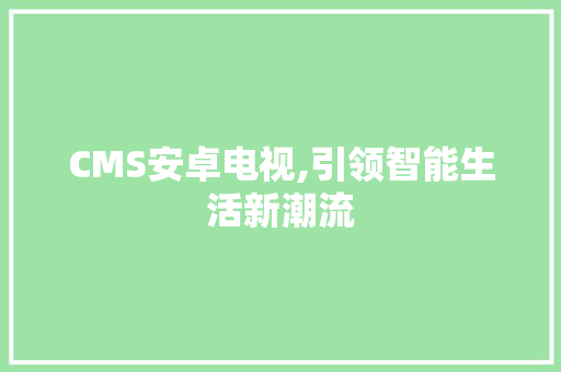 CMS安卓电视,引领智能生活新潮流 网站建设公司