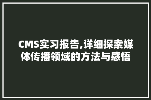 CMS实习报告,详细探索媒体传播领域的方法与感悟 百度SEO