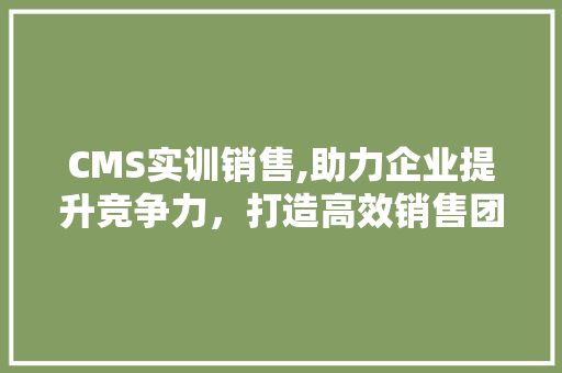 CMS实训销售,助力企业提升竞争力，打造高效销售团队 必应SEO