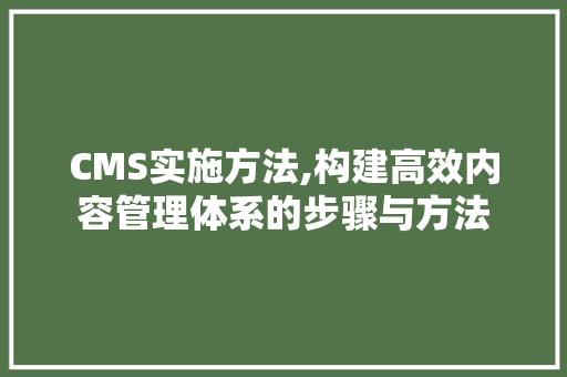 CMS实施方法,构建高效内容管理体系的步骤与方法 搜狗SEO