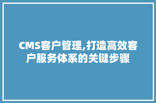 CMS客户管理,打造高效客户服务体系的关键步骤