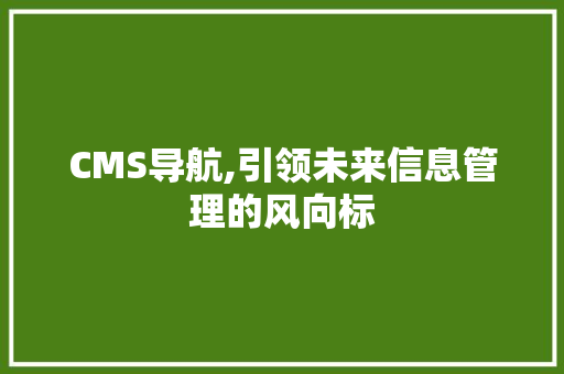 CMS导航,引领未来信息管理的风向标 神马SEO