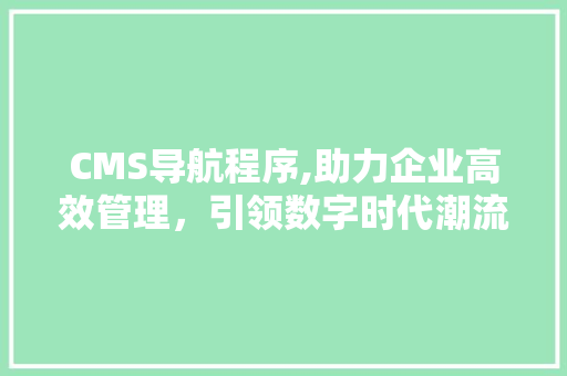 CMS导航程序,助力企业高效管理，引领数字时代潮流
