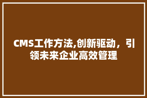 CMS工作方法,创新驱动，引领未来企业高效管理 神马SEO