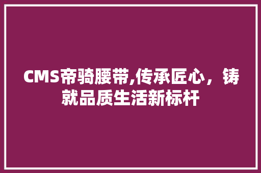CMS帝骑腰带,传承匠心，铸就品质生活新标杆 搜狗SEO