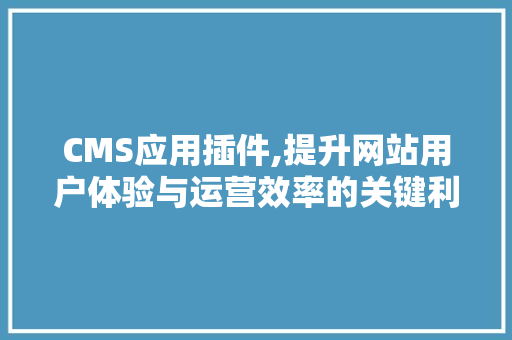 CMS应用插件,提升网站用户体验与运营效率的关键利器 必应SEO