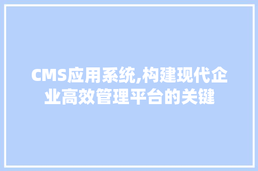CMS应用系统,构建现代企业高效管理平台的关键 必应SEO
