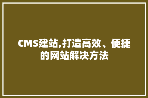 CMS建站,打造高效、便捷的网站解决方法 必应SEO