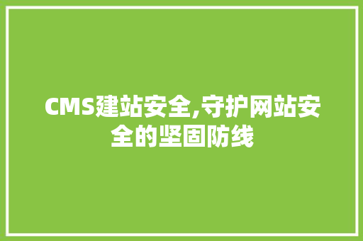 CMS建站安全,守护网站安全的坚固防线 百度SEO