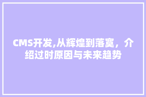 CMS开发,从辉煌到落寞，介绍过时原因与未来趋势 神马SEO