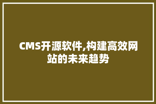 CMS开源软件,构建高效网站的未来趋势 SEO关键词