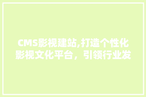 CMS影视建站,打造个性化影视文化平台，引领行业发展新潮流 网站建设公司