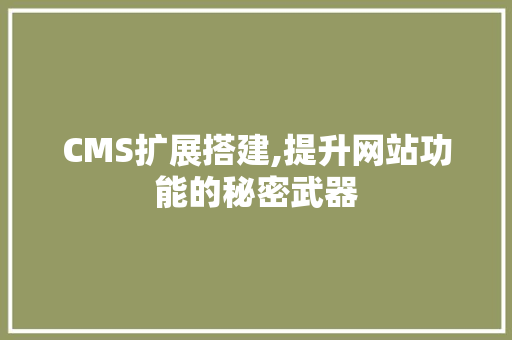 CMS扩展搭建,提升网站功能的秘密武器 神马SEO