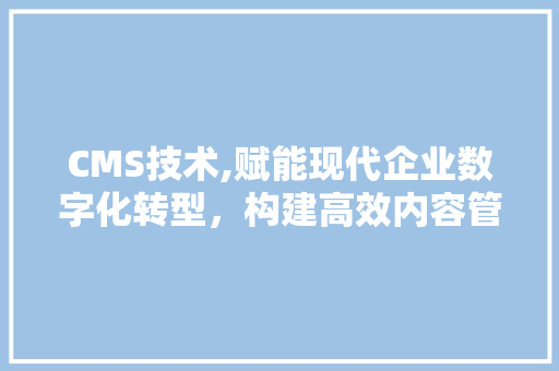 CMS技术,赋能现代企业数字化转型，构建高效内容管理新格局 百度SEO