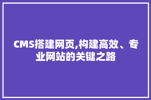CMS搭建网页,构建高效、专业网站的关键之路 必应SEO
