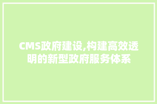 CMS政府建设,构建高效透明的新型政府服务体系