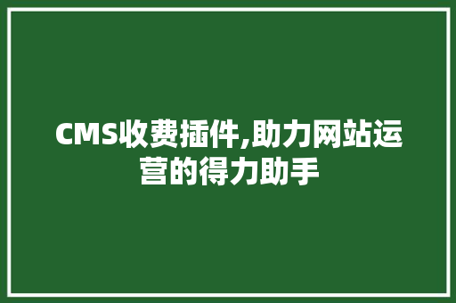 CMS收费插件,助力网站运营的得力助手 网站建设公司