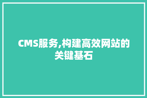 CMS服务,构建高效网站的关键基石 百度SEO