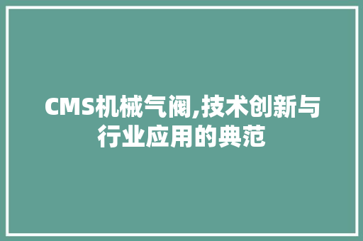 CMS机械气阀,技术创新与行业应用的典范