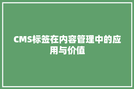 CMS标签在内容管理中的应用与价值 必应SEO