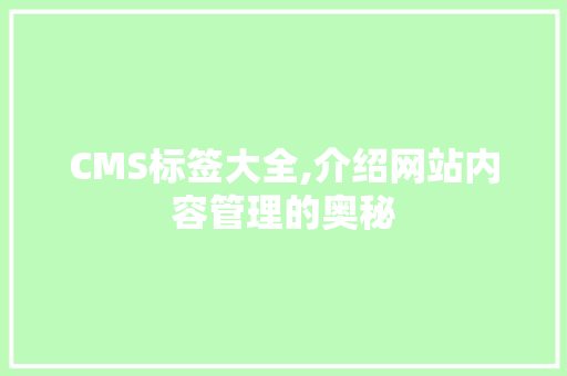CMS标签大全,介绍网站内容管理的奥秘