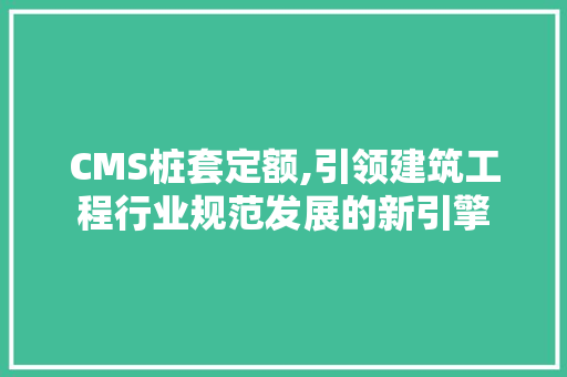 CMS桩套定额,引领建筑工程行业规范发展的新引擎 必应SEO
