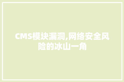 CMS模块漏洞,网络安全风险的冰山一角 必应SEO