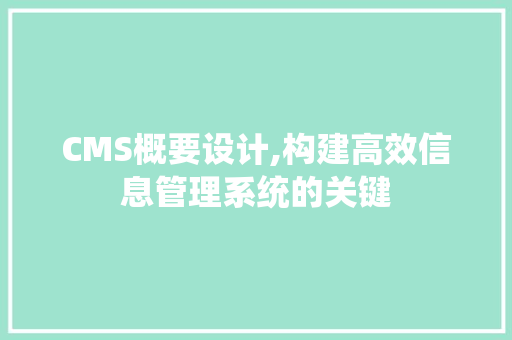 CMS概要设计,构建高效信息管理系统的关键 百度SEO