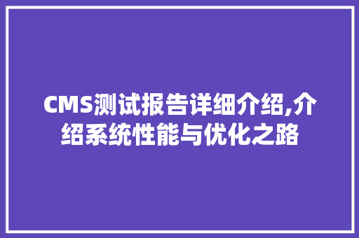 CMS测试报告详细介绍,介绍系统性能与优化之路 神马SEO