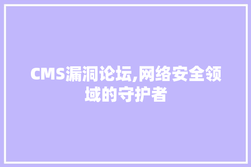 CMS漏洞论坛,网络安全领域的守护者