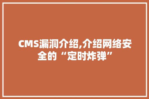 CMS漏洞介绍,介绍网络安全的“定时炸弹” SEO关键词