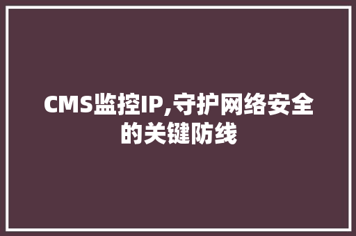 CMS监控IP,守护网络安全的关键防线 百度SEO