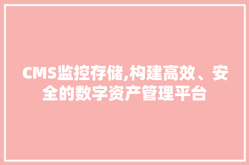 CMS监控存储,构建高效、安全的数字资产管理平台 SEO关键词
